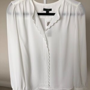 J.Crew Long-Sleeve Drapey Scalloped Top